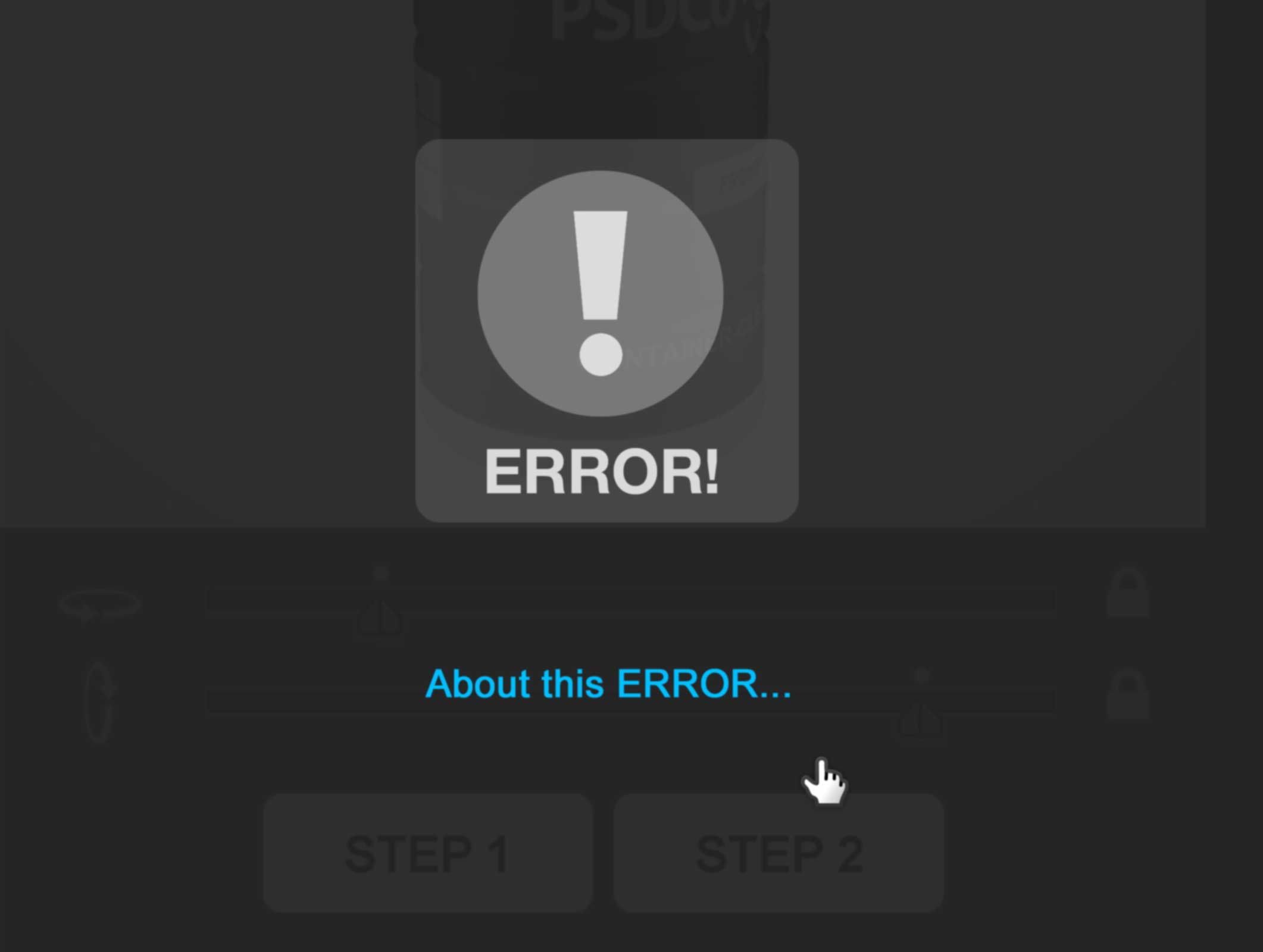 STEP 2 triggers an error message attempting to render mockup