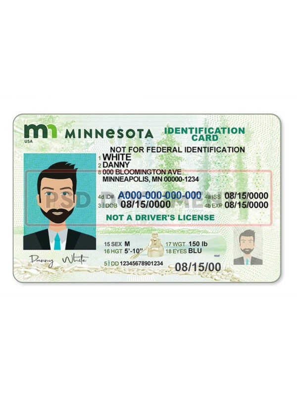 Minnesota Identification PSD Card Template PSD Documents