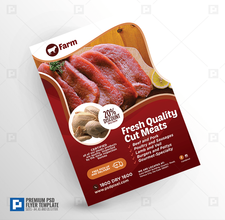 Meat Farm Flyer PSDPixel