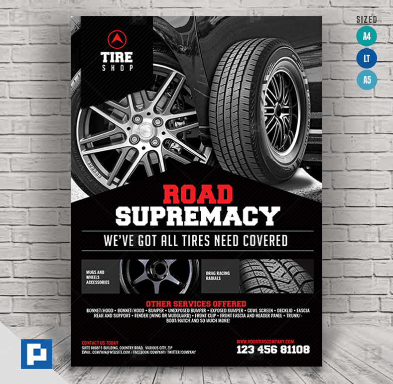 Tire Shop Flyer PSDPixel