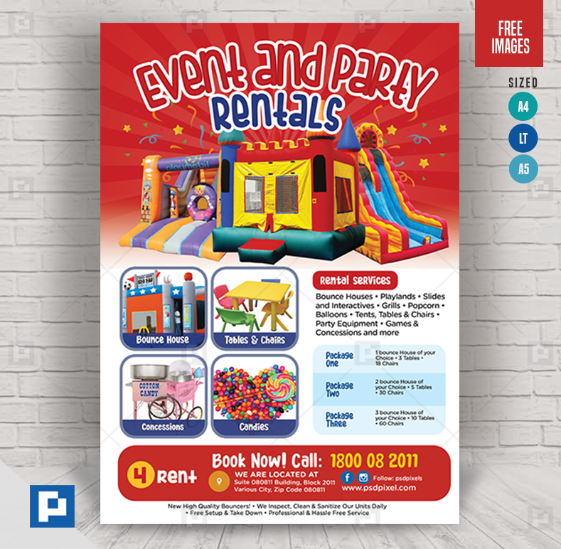 All Occasions Rentals Flyer PSDPixel