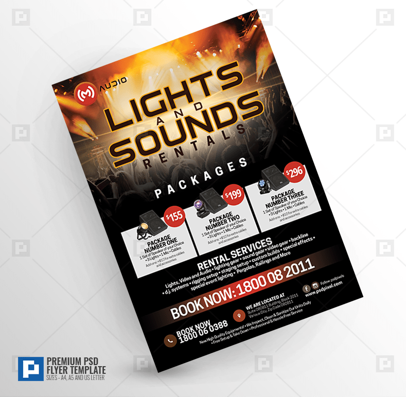 Sound System Rentals Flyer PSDPixel