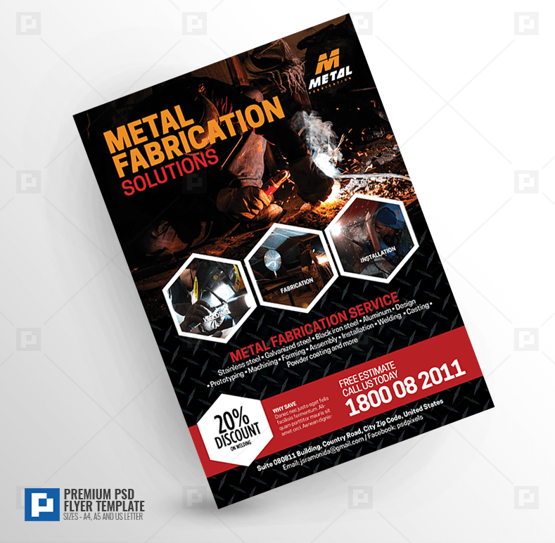 Steel Fabrication Company Services Flyer PSDPixel