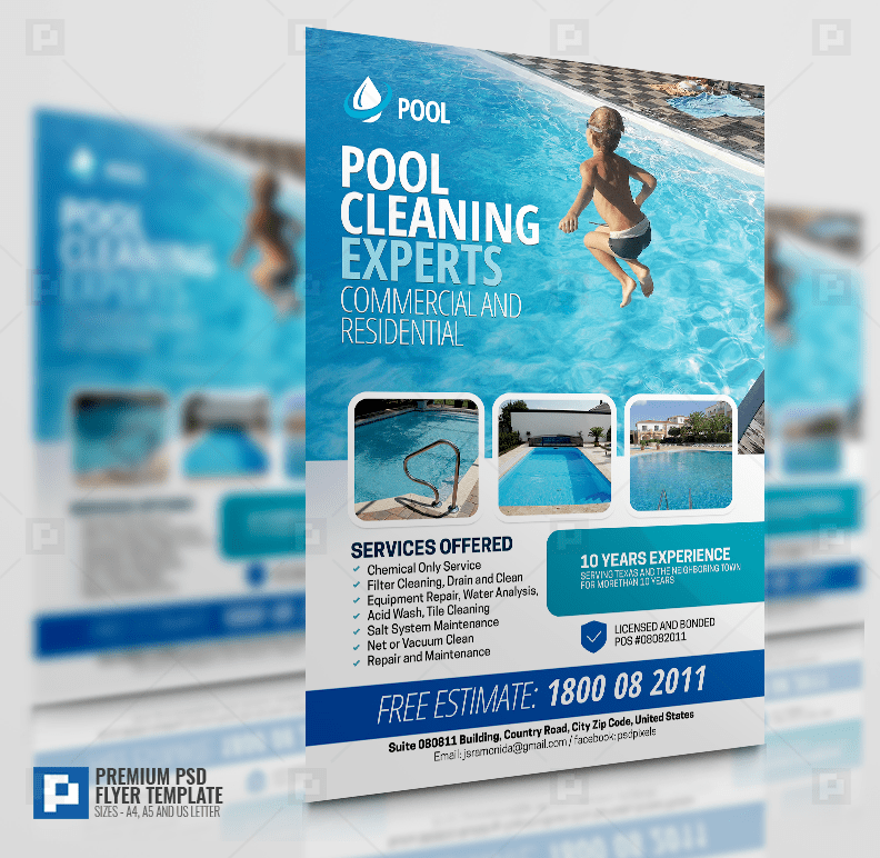 Swimming Pool Service Company Flyer PSDPixel