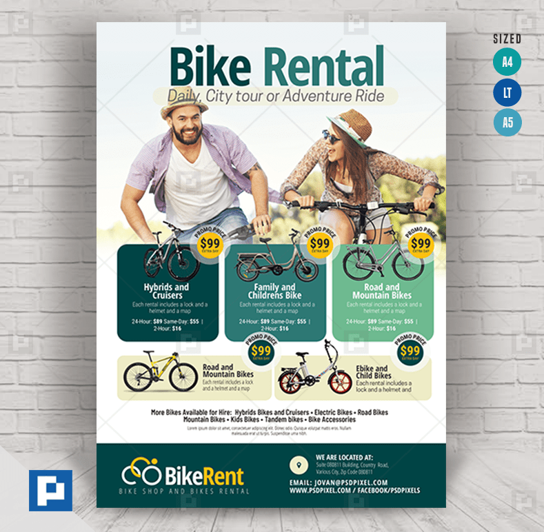 Bicycle Rentals Flyer PSDPixel