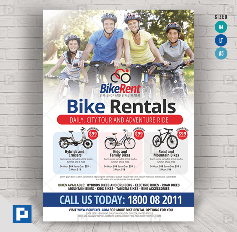 Bike Rentals Flyer PSDPixel