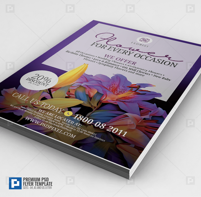 Flower Shop Promotional Flyer PSDPixel