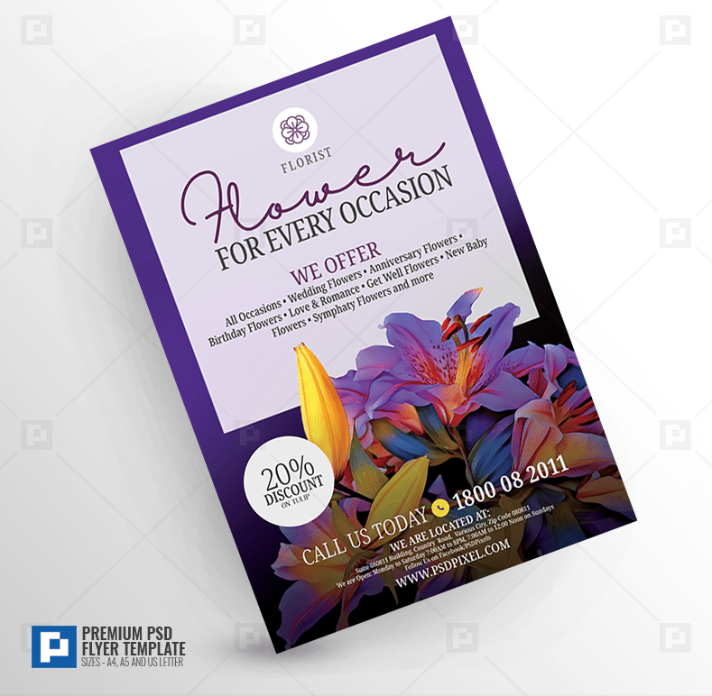 Flower Shop Promotional Flyer PSDPixel