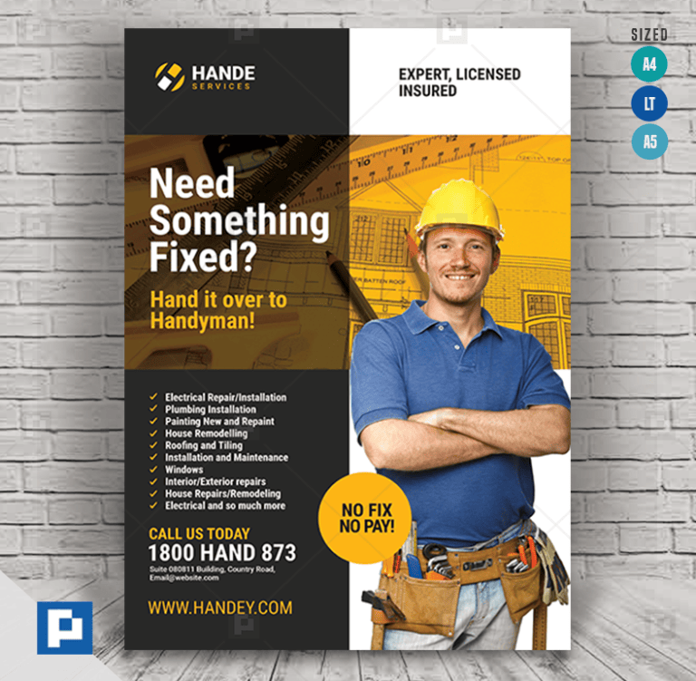 Handyman Services Flyer PSDPixel
