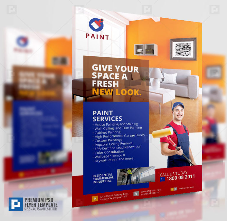 Paint Contractor Flyer PSDPixel