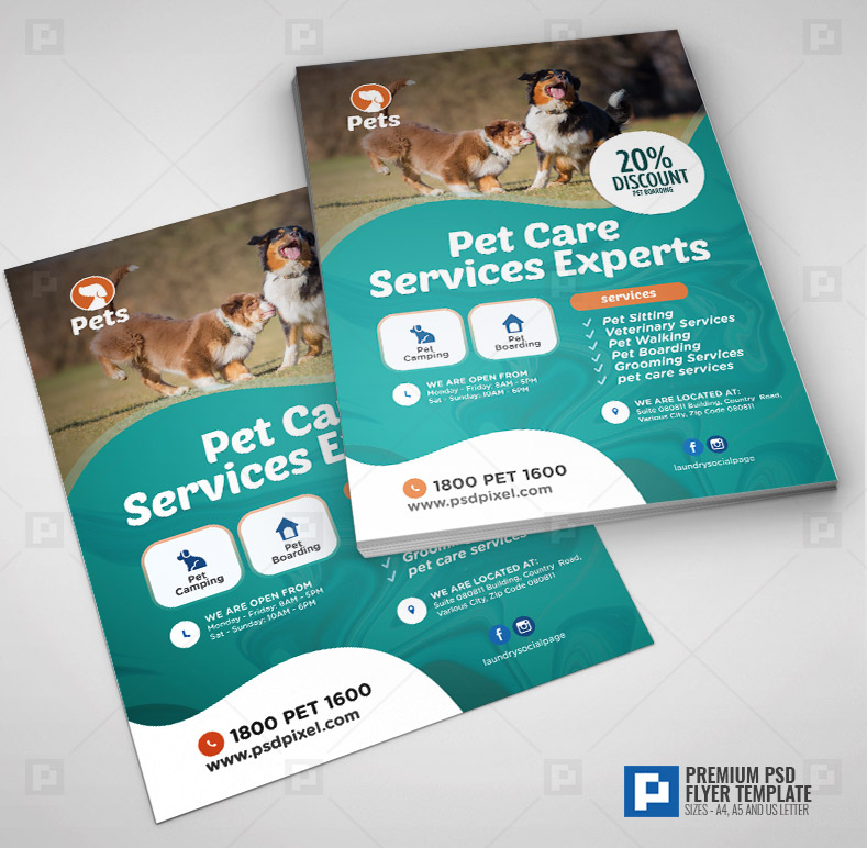 Pet Care Company Flyer PSDPixel