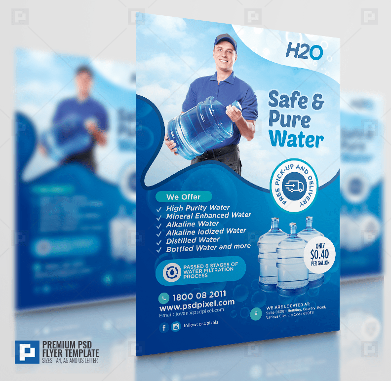 Water Refilling Service Flyer PSDPixel