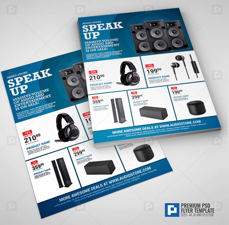 Audio Promo Sale Flyer PSDPixel