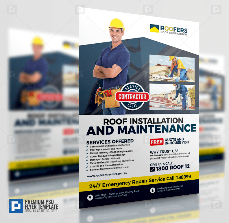 Roofing Installation and Repair Flyer PSDPixel