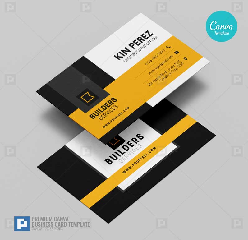 Construction Services Canva Business Card 10 PSDPixel