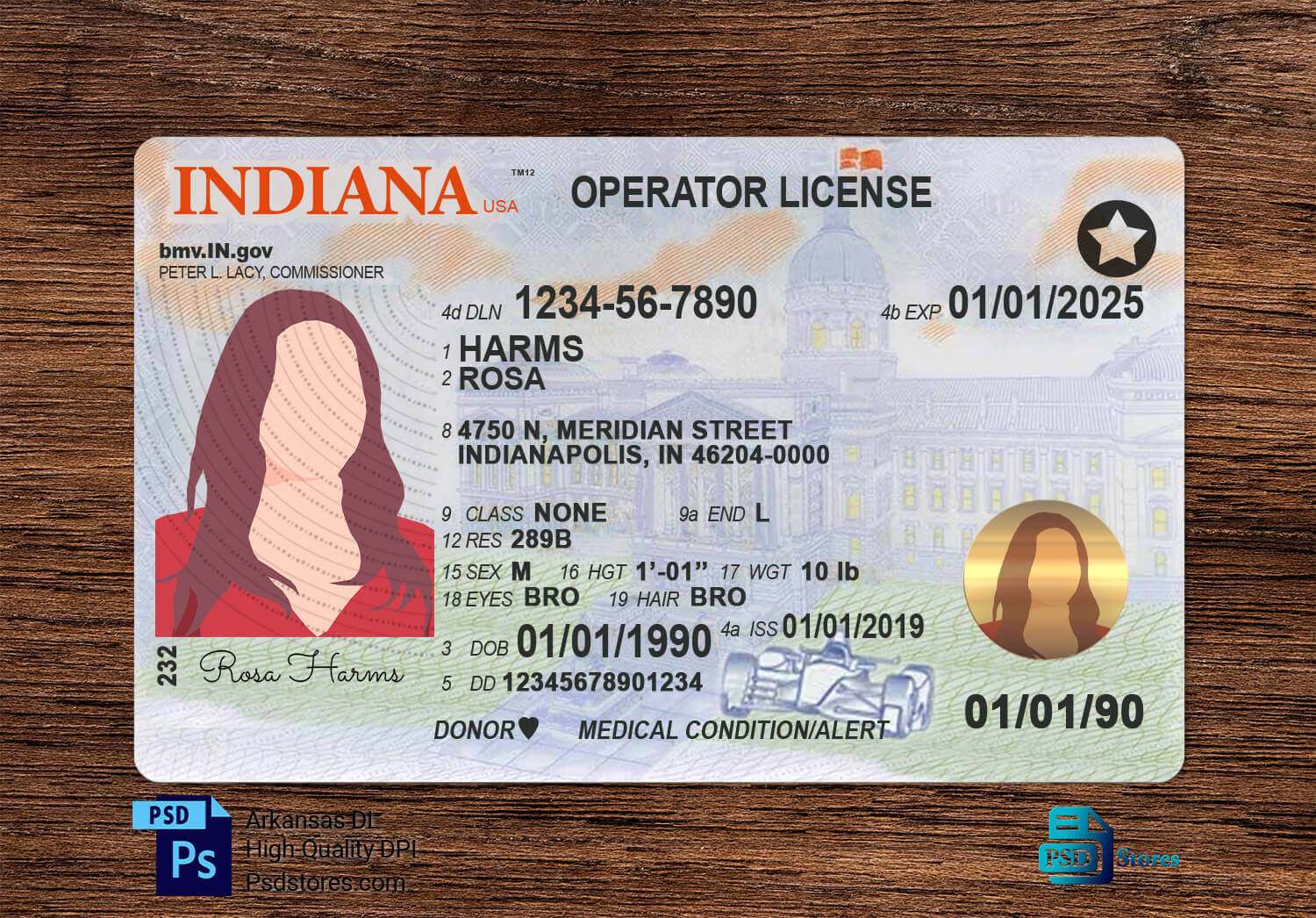 Indiana Driver License Template PSD Stores