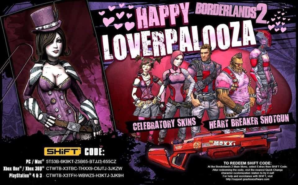 Borderlands 2, PreSequel Valentine's SHiFT Content Reactivated