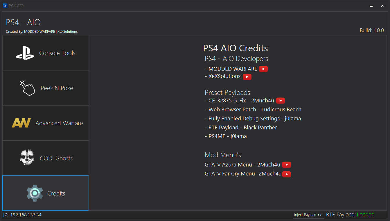PS4 AIO 1.76 Mod Tool and Console Tools Overview by Modded Warfare PSXHAX PSXHACKS