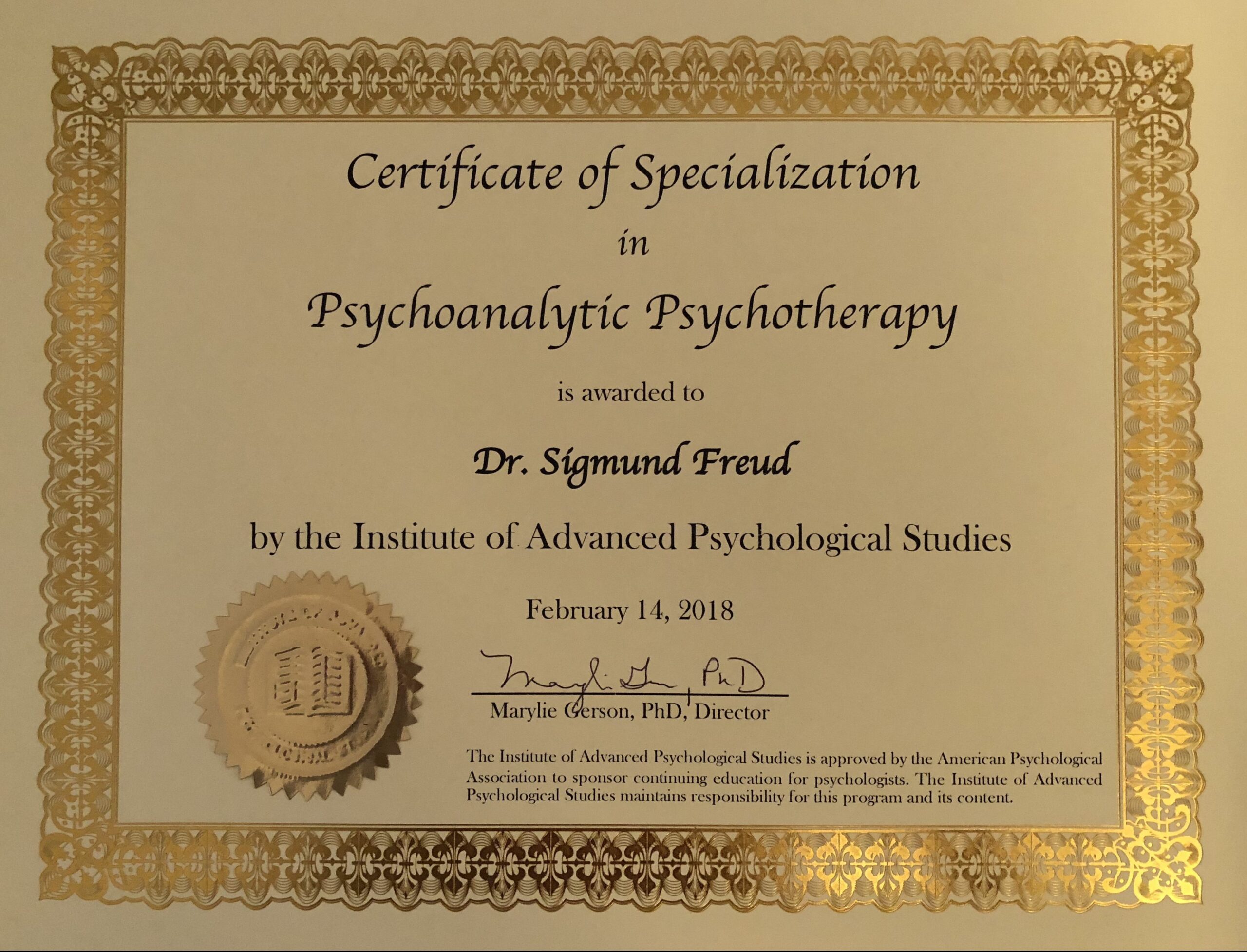 Certificate in Psychoanalytic Psychotherapy