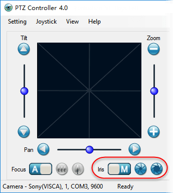 Control PTZ Camera Iris with PTZ Controller Software - PTZ Controller