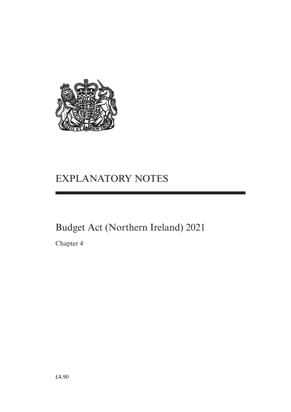 Budget Act (Northern Ireland) 2021 Explanatory Notes