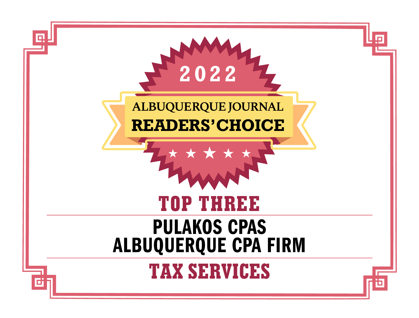Pulakos CPAS Wins 2 Albuquerque Journal Readers' Choice Awards
