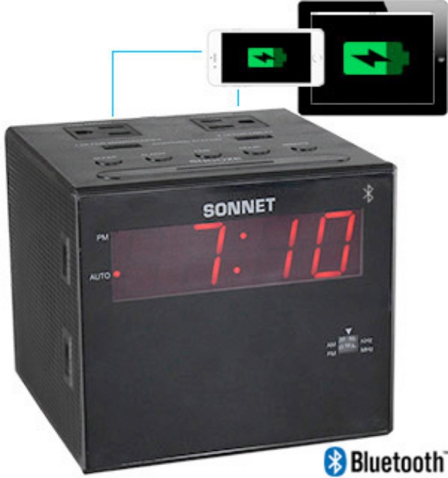 AM/FM Alarm Clock Radio with Outlets and USB Ports PulseTV