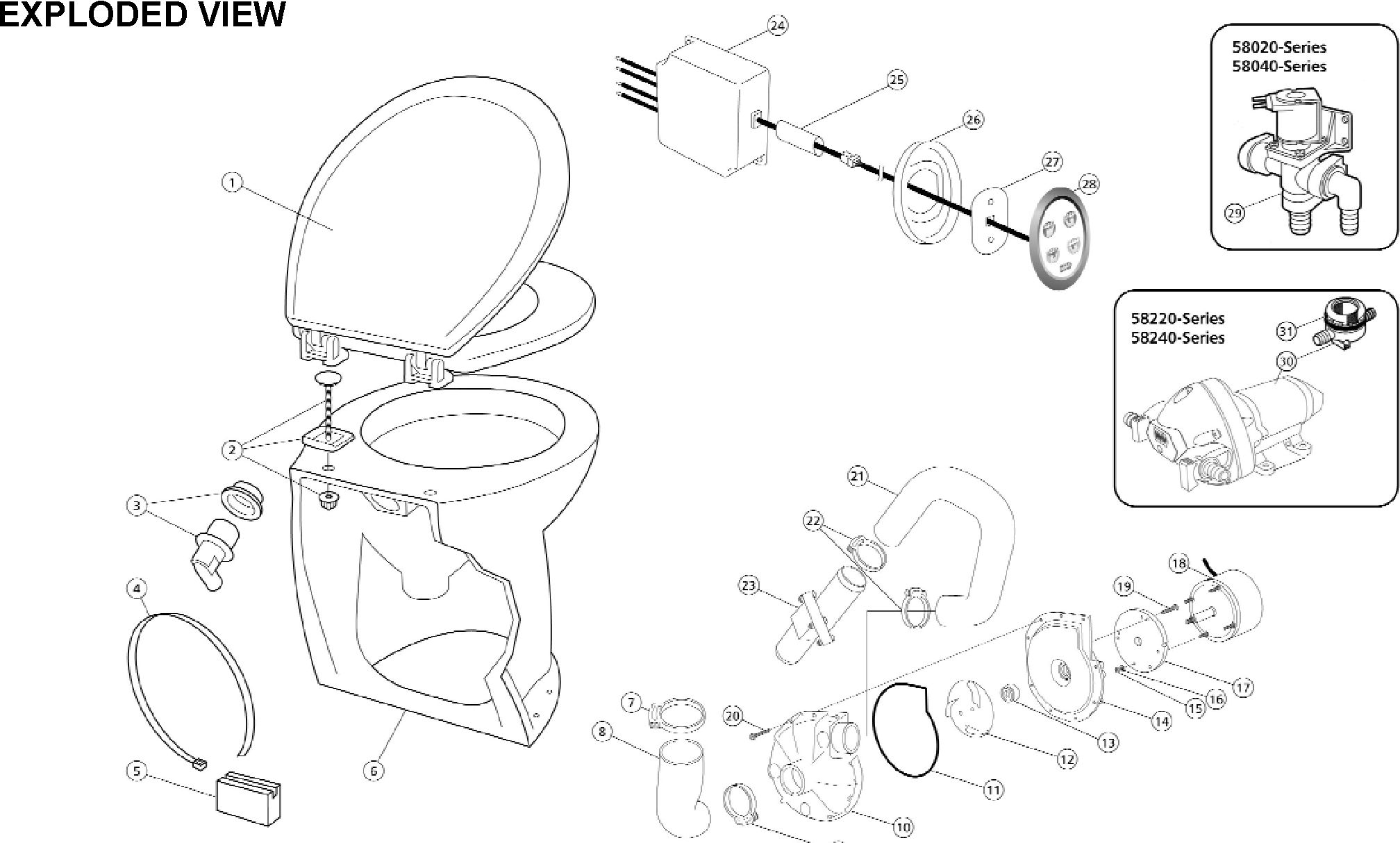 Parts for Jabsco Pump model 580201012