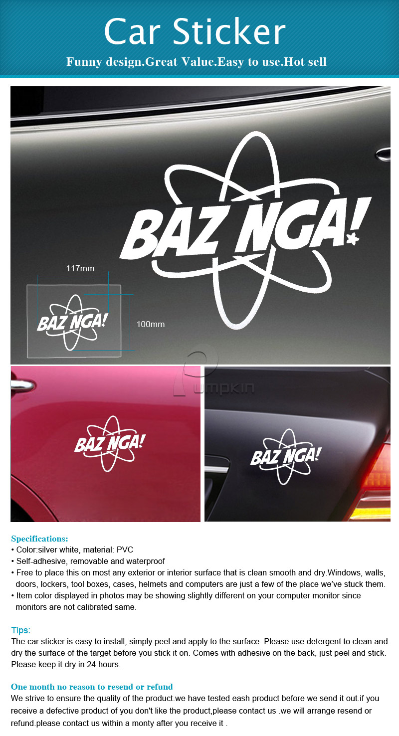 BAZINGA Big Bang Funny Car/Window JDM EURO DUB DRIFT Vinyl Decal