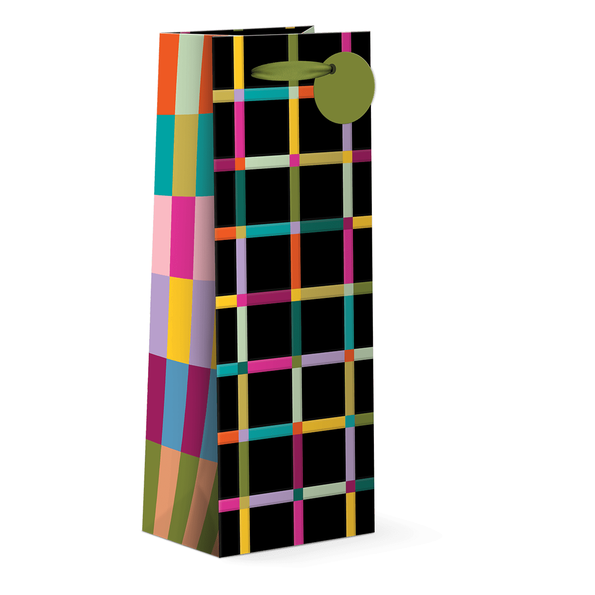 Colorful Windowpane Wine Bag Punch Studio