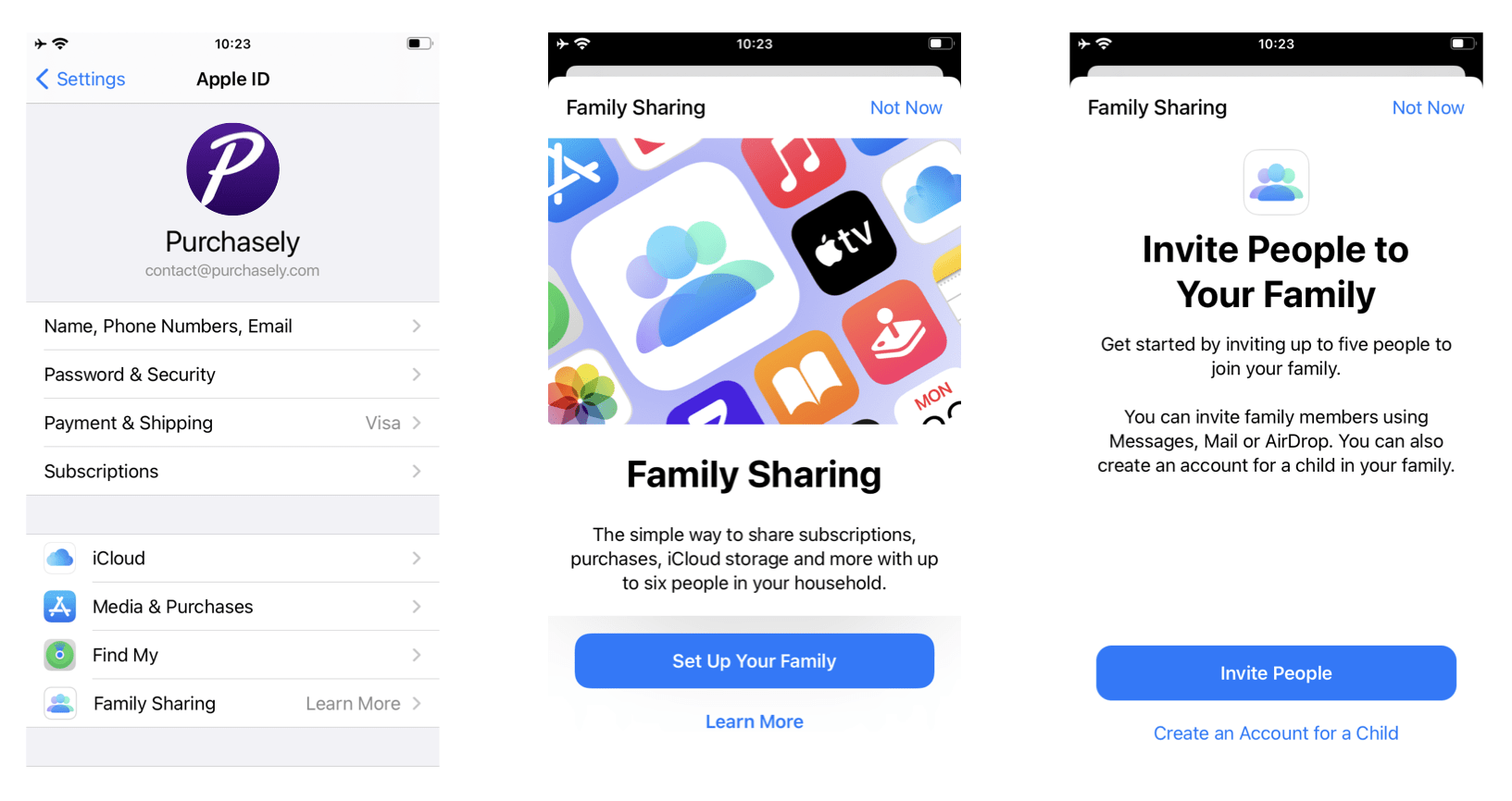 Family sharing InApp Purchase principles and