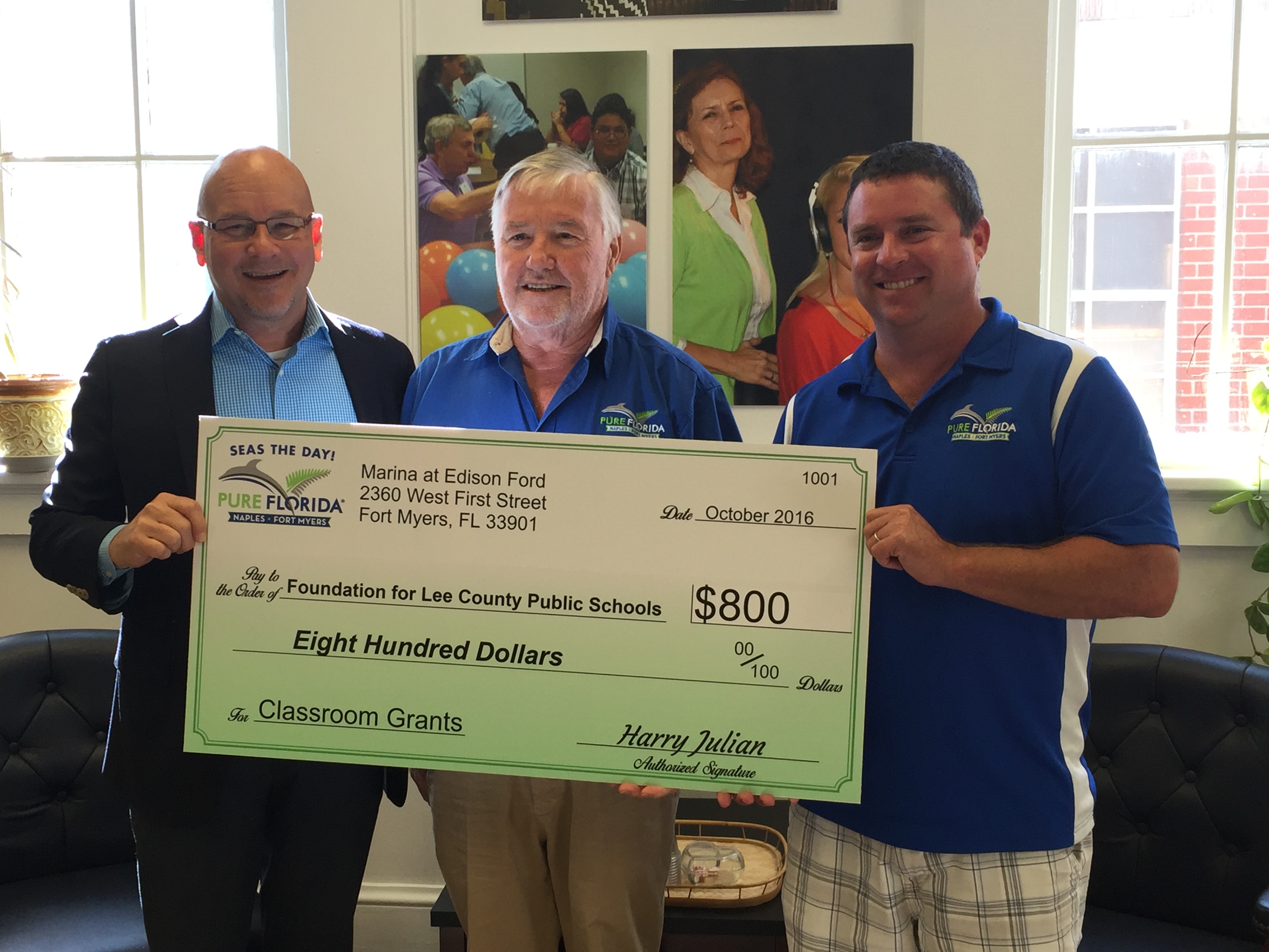 Pure Florida Donates Proceeds to The Foundation for Lee County Public