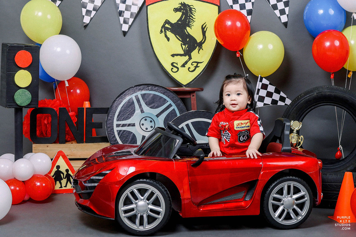 Gavin Prebirthday (Racing Car Theme) Purple Kite Studios