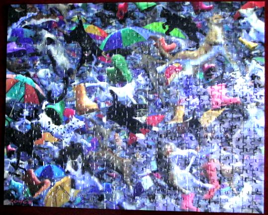 Raining Cats and Dogs Jigsaw Puzzle PreAssembled and Framed