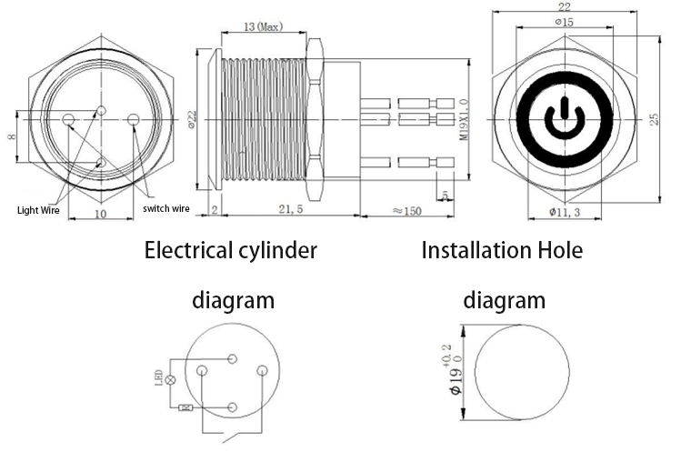 Great Electronic Push Button Switch-FILN 19MM 12V 20 Amp Waterproof Red