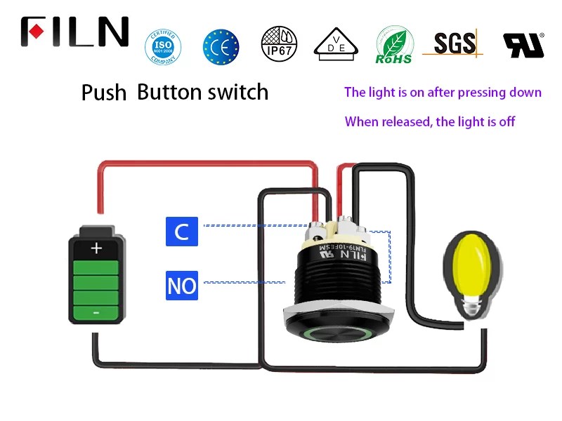 Great 12v Push Button Switches19MM Screw Foot Momentary Led Door Bell
