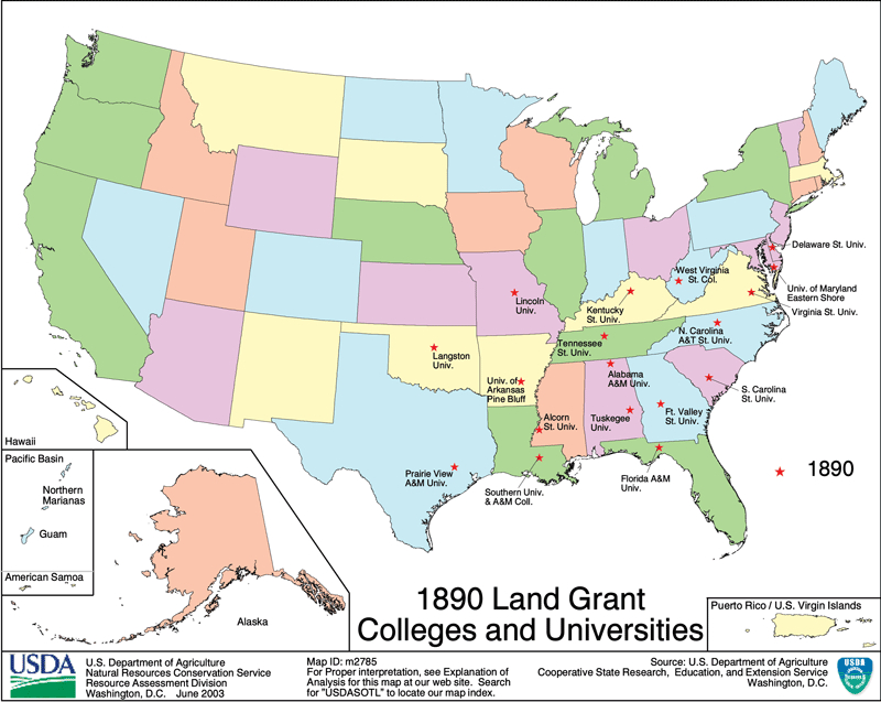 1890 Land Grant Colleges Map (1) Texas Institute for the Preservation