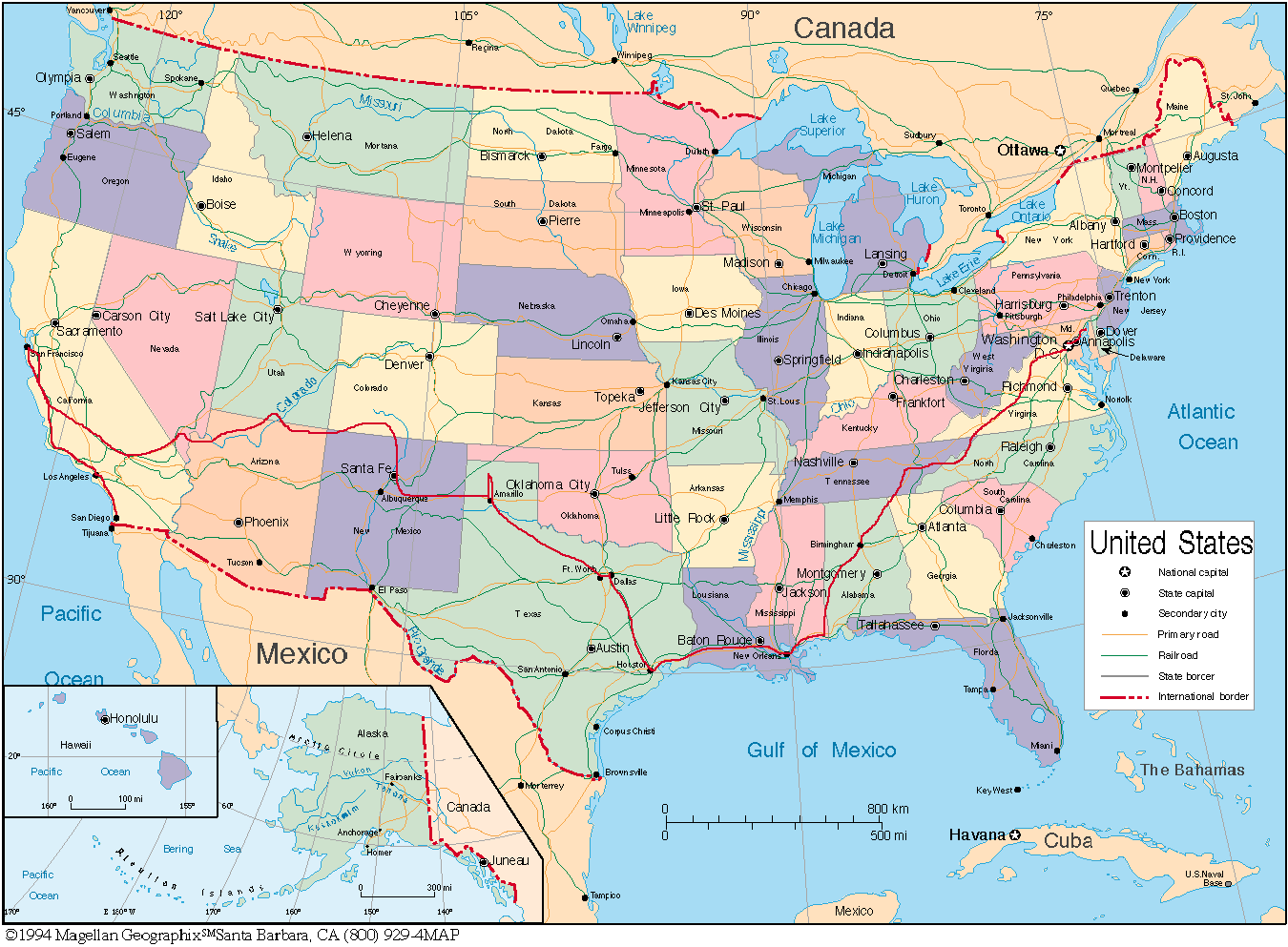 Kart Over Usa Med Byer Kart