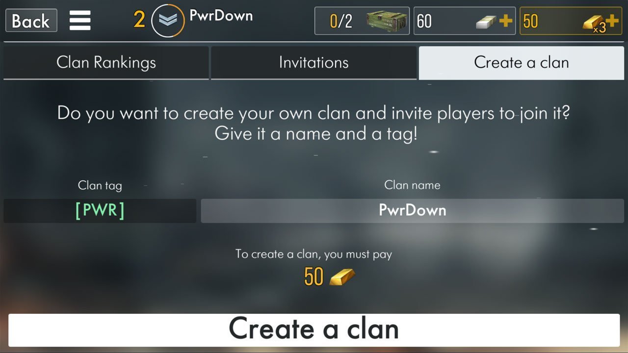 World War Heroes How to create a clan PwrDown