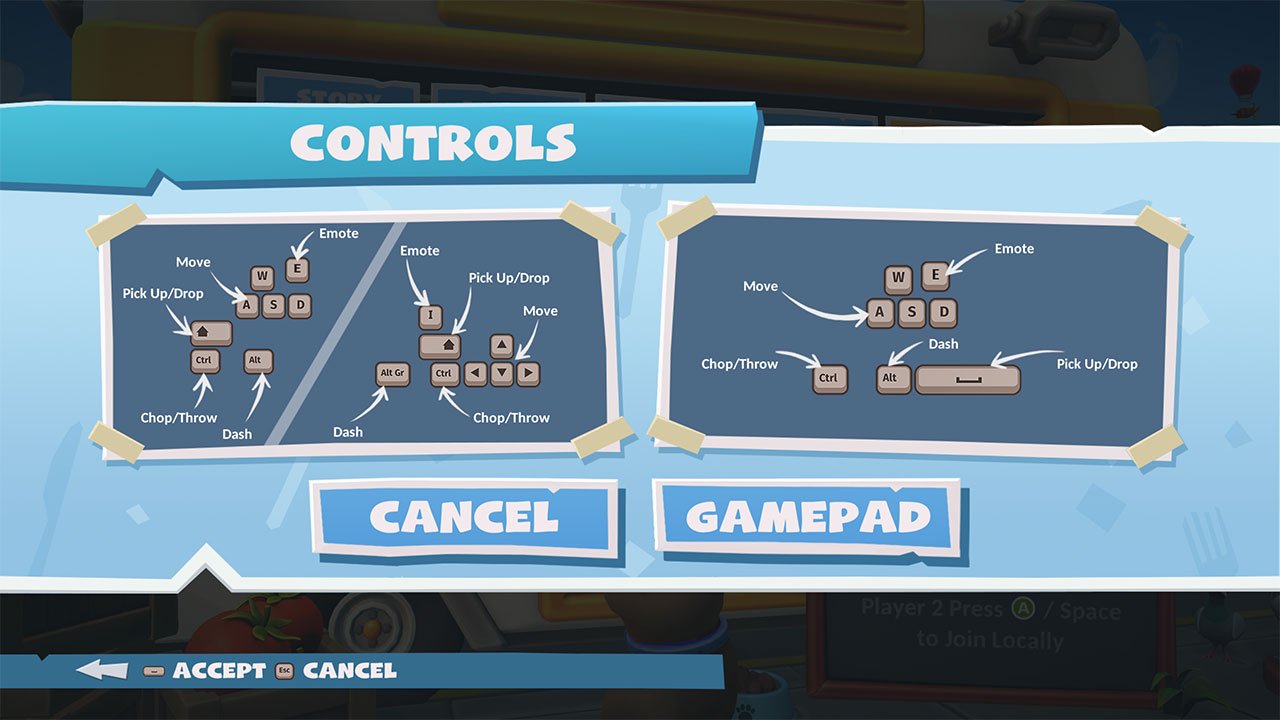 Overcooked 2 Default Controls & Bindings PwrDown