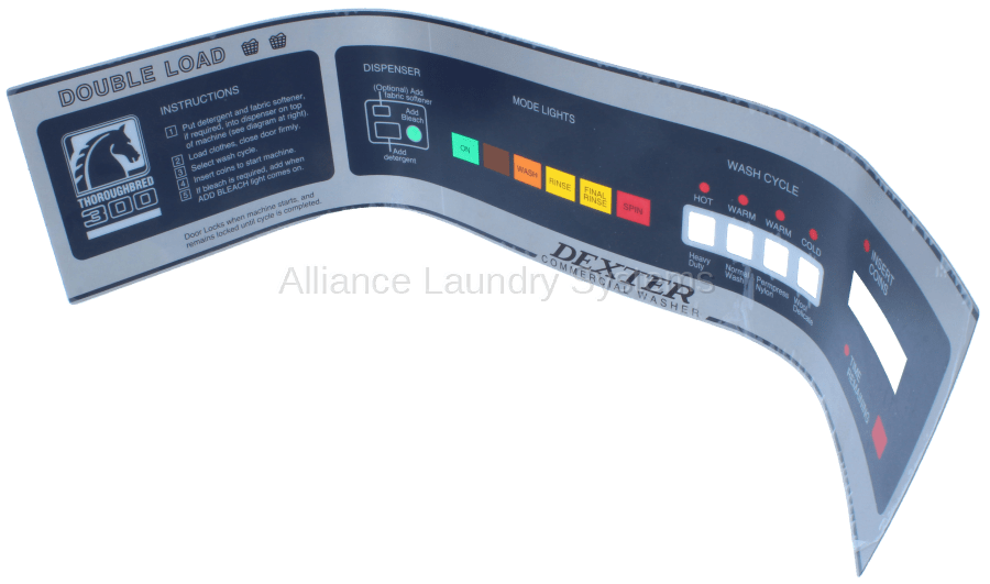 Dexter 9412112001 Washer Nameplate Decal, Control Panel (one piece