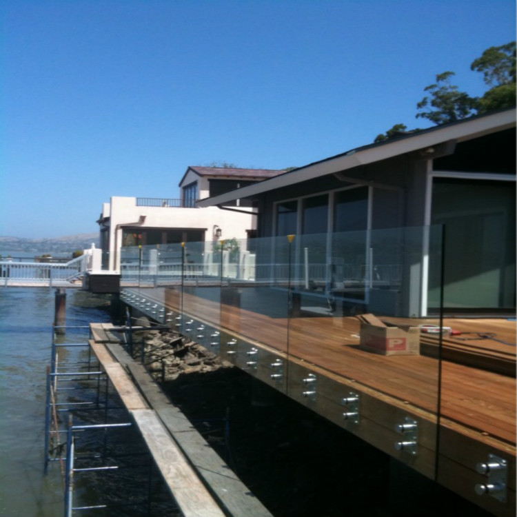 Steel Standoff With Base Plate Glass Deck Railing