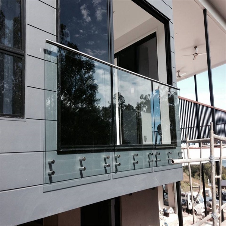Juliet balcony standoff glass guardrail