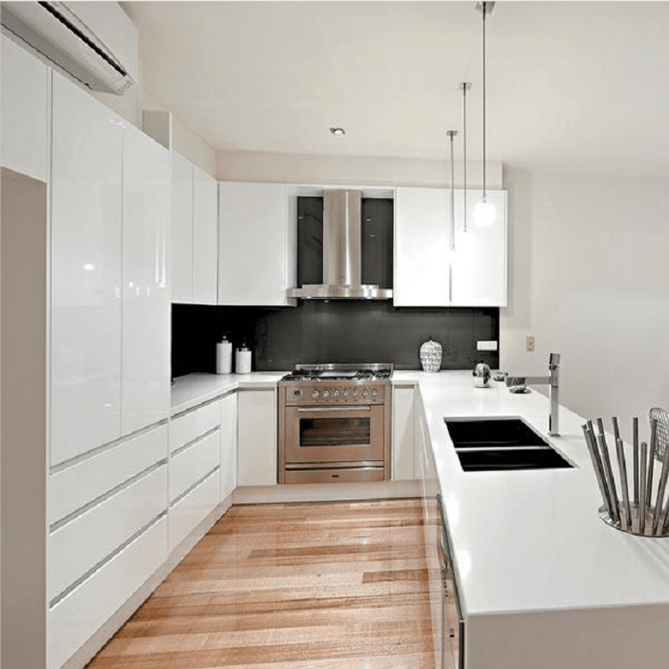Glossy white lacquer finish design modern kitchen