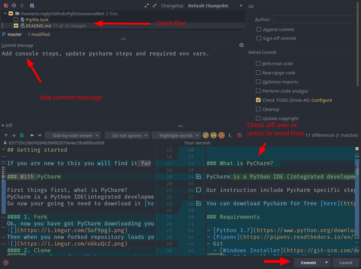 Python Discord Working with Git in PyCharm