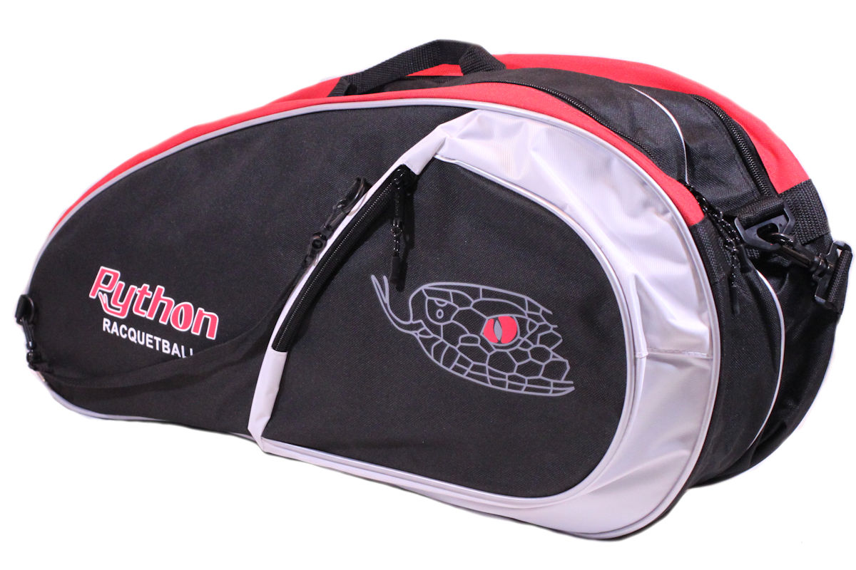 Python Deluxe Black/Red 3 Racquet Racquetball Bag Python Racquetball