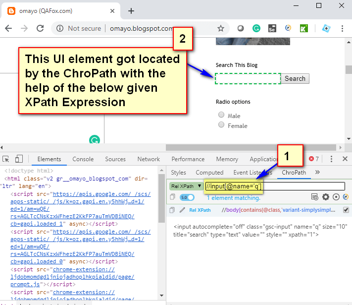 Selenium Locators Validating XPath Expressions and CSS Selectors using ChroPath Addon in