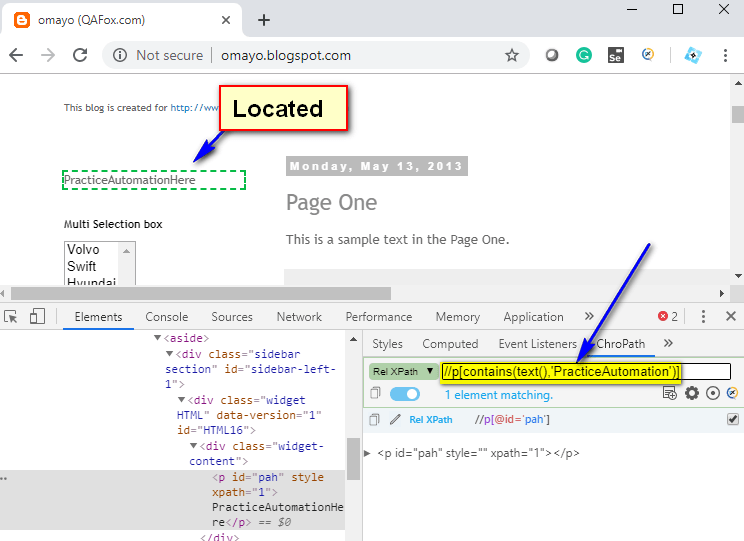 Selenium Locators contains() XPath Function QAFox
