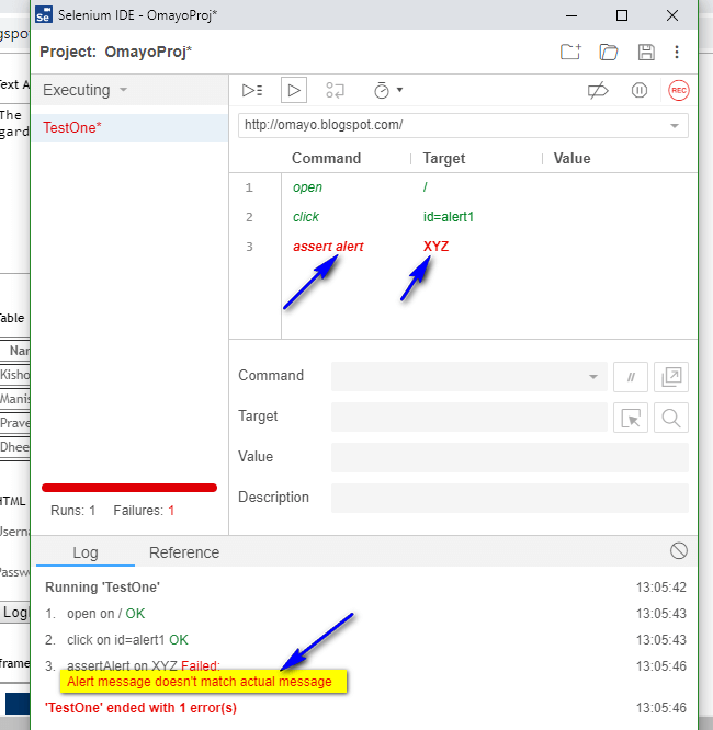 New Selenium IDE Using ‘assert alert’ command to check whether the