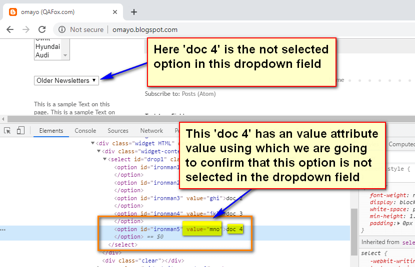 New Selenium IDE Using ‘verify not selected value’ command for